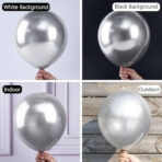 Solid Silver Balloon Birthday Decoration Kit. Balloon (Silver, Pack of 50) - Image 3