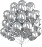 Solid Silver Balloon Birthday Decoration Kit. Balloon (Silver, Pack of 50)