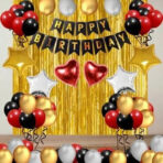 Solid Red, Golden, Black, Silver Birthday Balloons decoration item kit combo for Decor Balloon (Multicolor, Pack of 70)