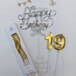 19th Birthday Candle for Cake Decor Candle (Silver, Pack of 3)