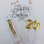 20th Birthday Number Candle Cake Candle (Silver, Pack of 3)