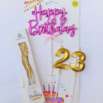 Gold Number 23 Birthday Candle for Cake Decoration Candle (Pink, Pack of 3)