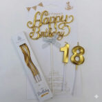 18TH Birthday Candle for Cake Decoration Candle (Gold, Pack of 4)