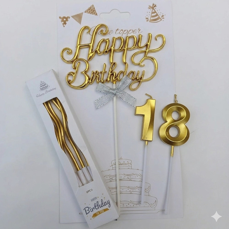 generic-home-decor-hrmhd-18th-birthday-candle-for-cake-original-imahngj6g8zqafbv 18TH Birthday Candle for Cake Decoration Candle (Gold, Pack of 4) - Image 1
