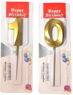 Number Ten '10' Metallic Gold Cake Decoration Candle for Birthday, Anniversary Candle (Gold, Pack of 1) - Image 2