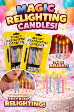 Magic Relighting Candles Funny Tricky Birthday Eternal Blowing Candles Party Joke Cake Decors Xmas Gift Candle (Multi-color, Pack of 2) Candle (Multicolor, Pack of 20)