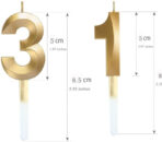 Birthday Number Candles Gold 3D from 0 to 9 - Large Metallic Golden Number Candle (Gold, Pack of 1) - Image 2